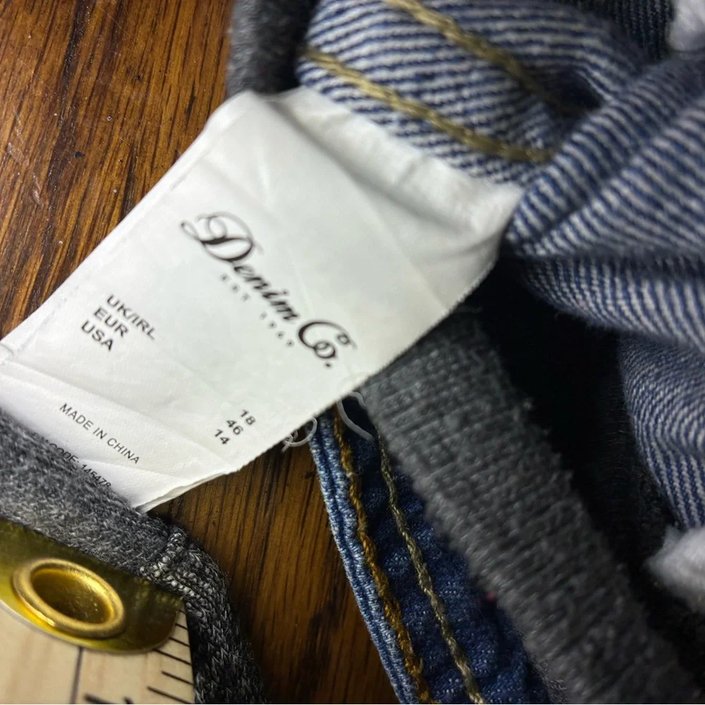 Denim Co Kids Mixed Media Jean Jacket‎ Hoodie Light Wash Grey Size 14